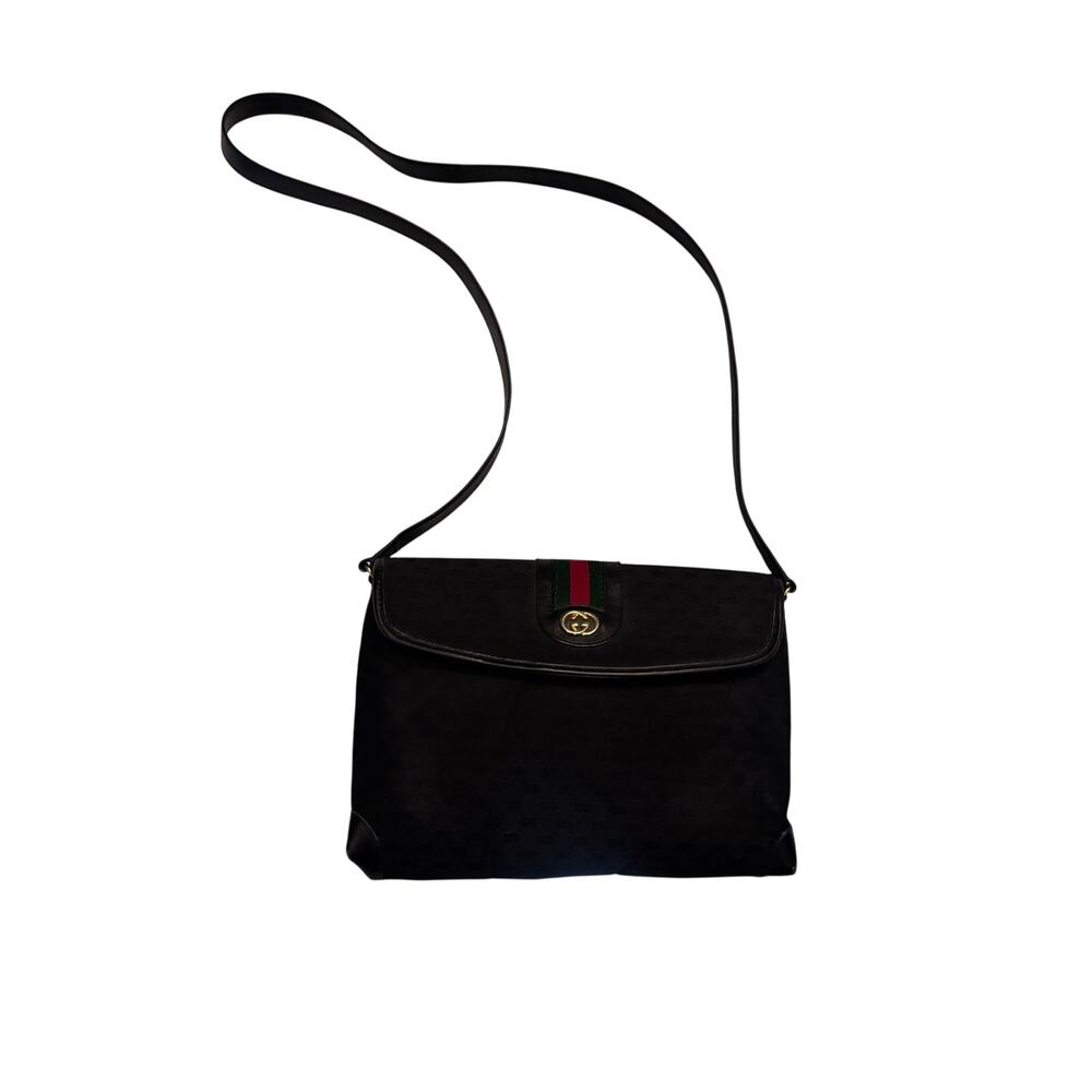 Gucci Vintage Micro GG Monogram Web Stripe Shoulder Bag